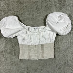 Reformation Alayna Linen Top 6 White Oatmeal Milkmaid Corset Cottagecore